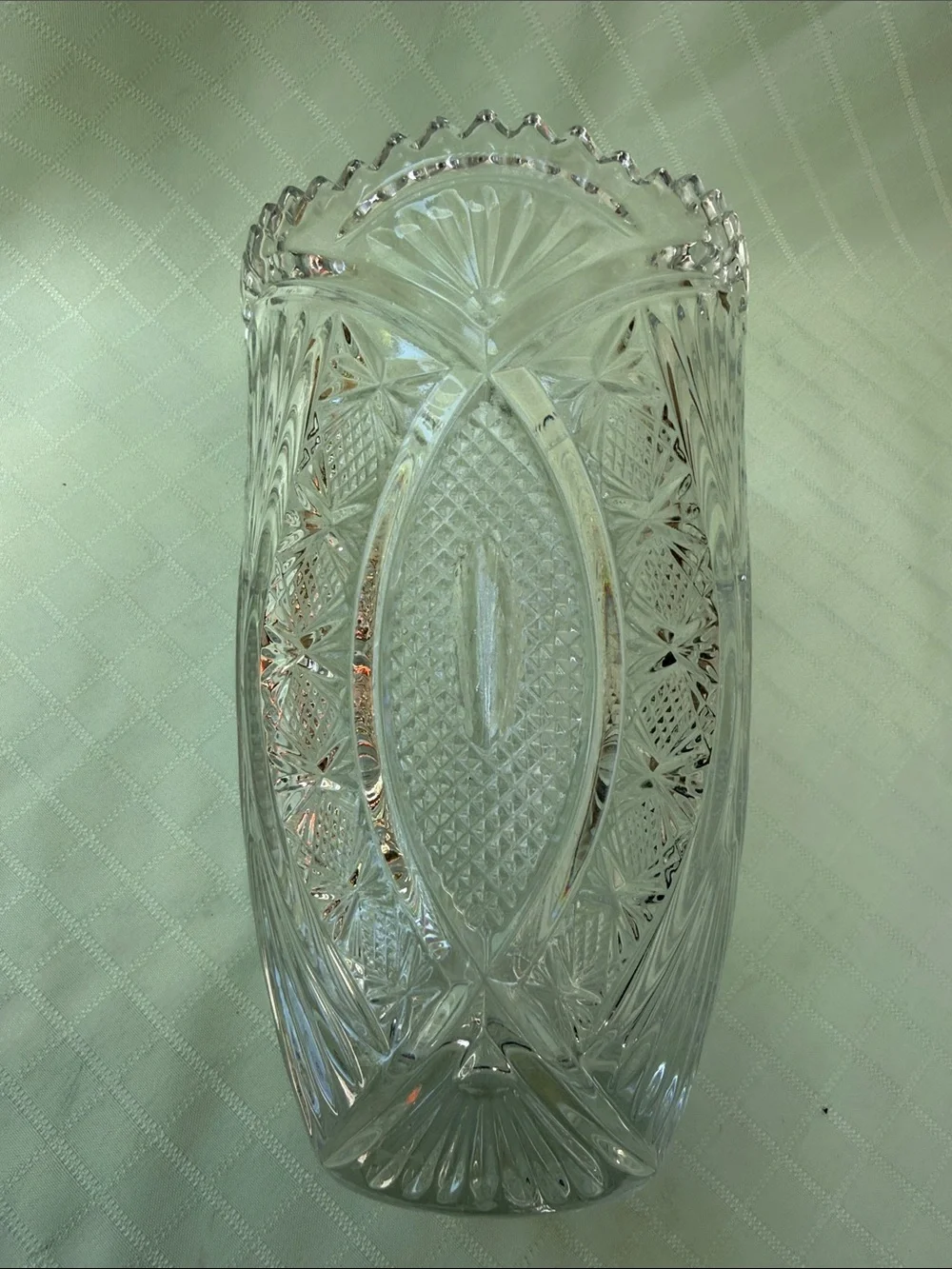 Cut Crystal Tall Decorative Vase - Clear